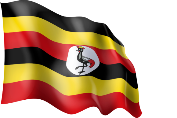 Uganda bayrağını sallayarak PNG indir Resmi