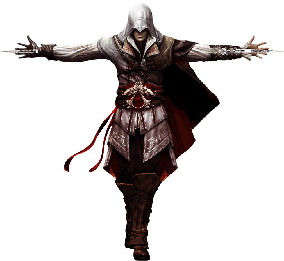 Ассасин крид рук. Ассасин Крид 2 Эцио Аудиторе. Ассасин Крид персонажи. Assassin's Creed 2 Ezio без фона. Эцио в полный рост.