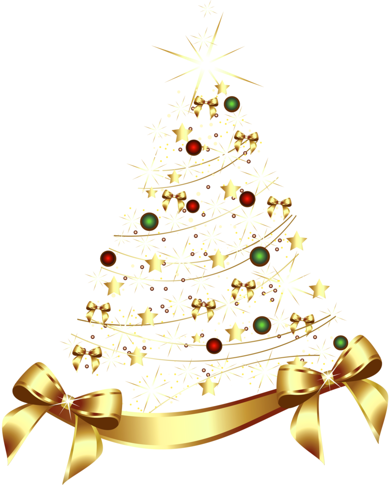 Gold Merry Christmas Tree Gratis Gambar PNG