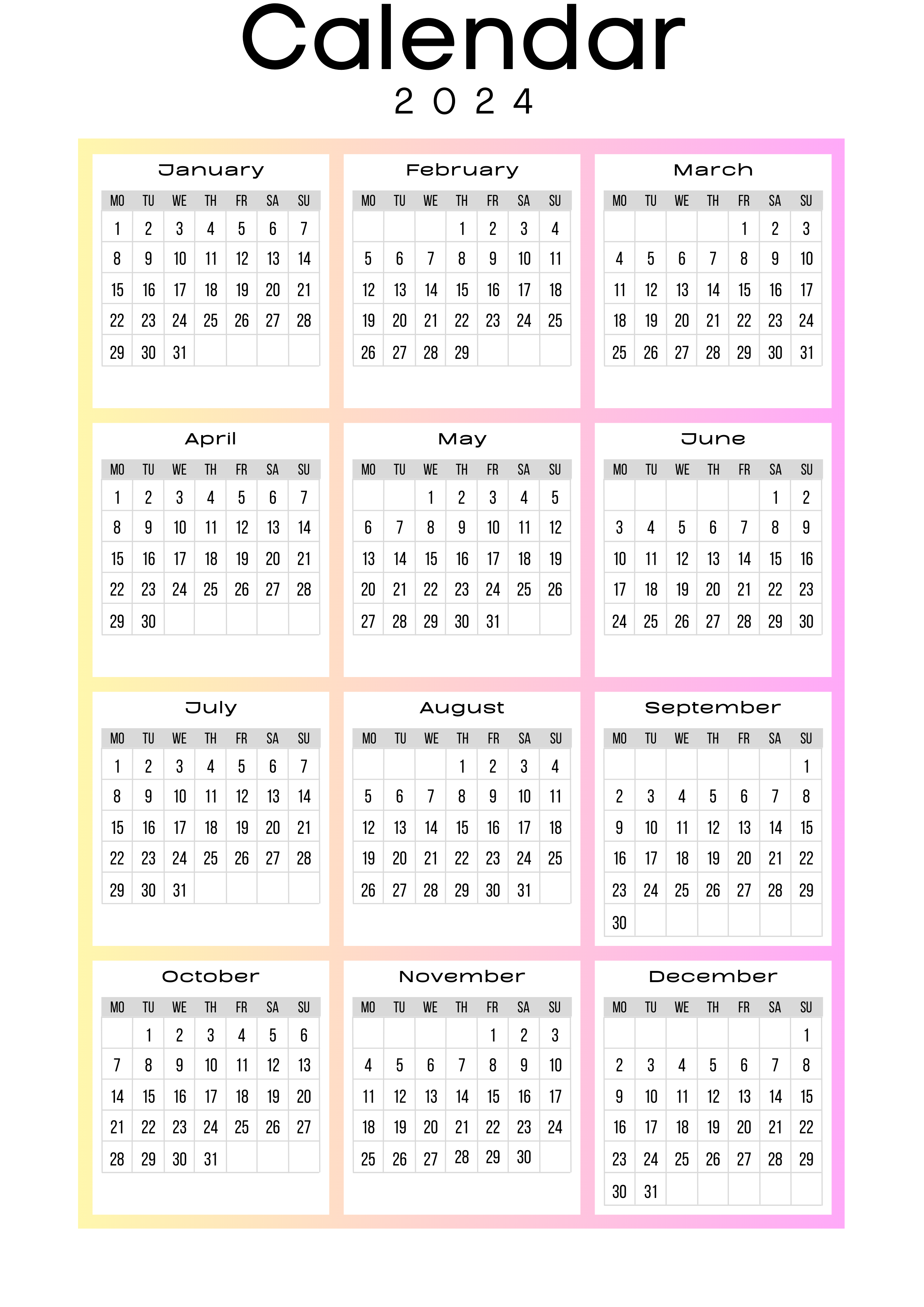2024 Calendar PNG Image HQ PNG Arts