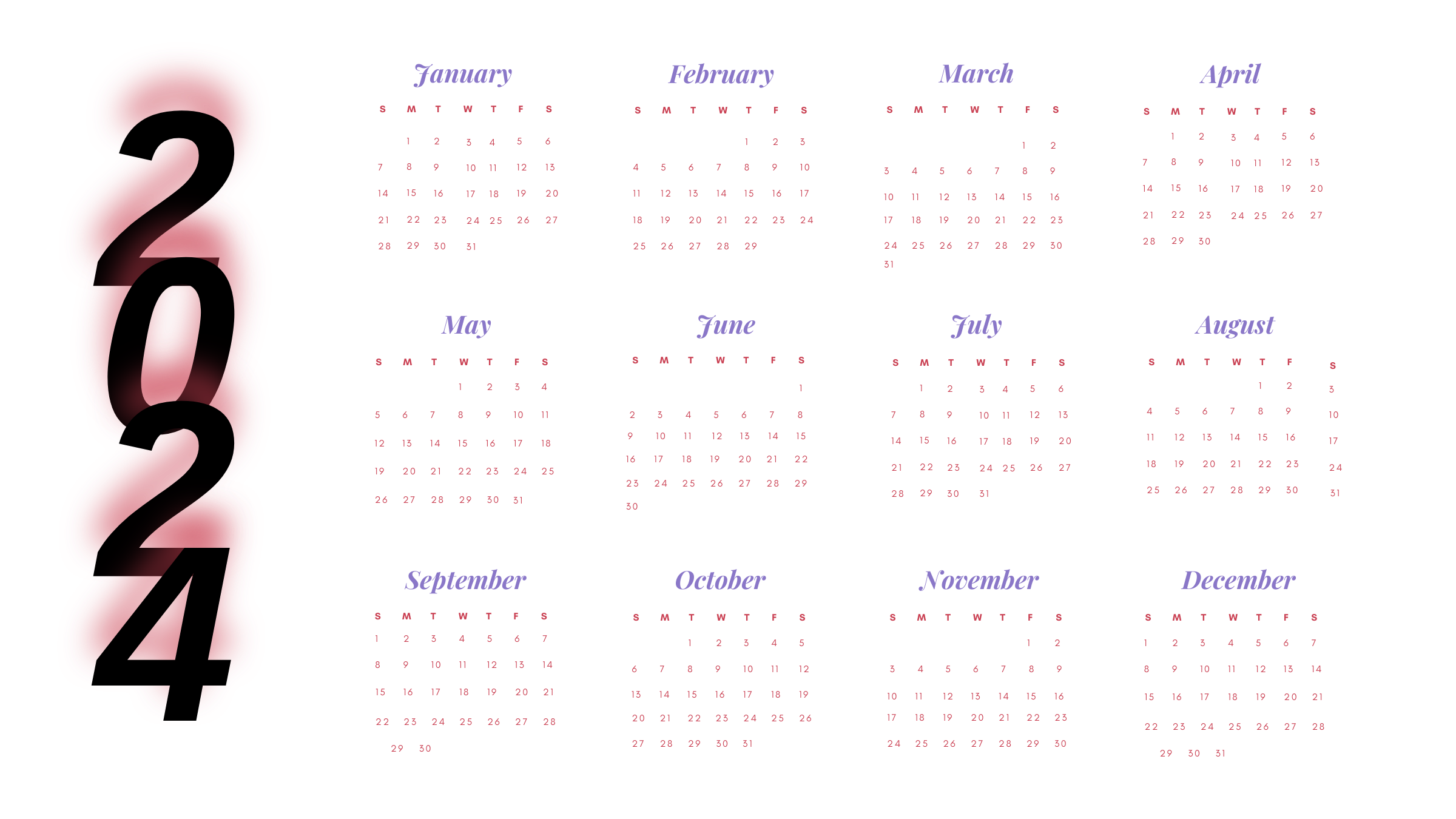 2024 Monthly Calendar Png Free Printable Form Cati Mattie