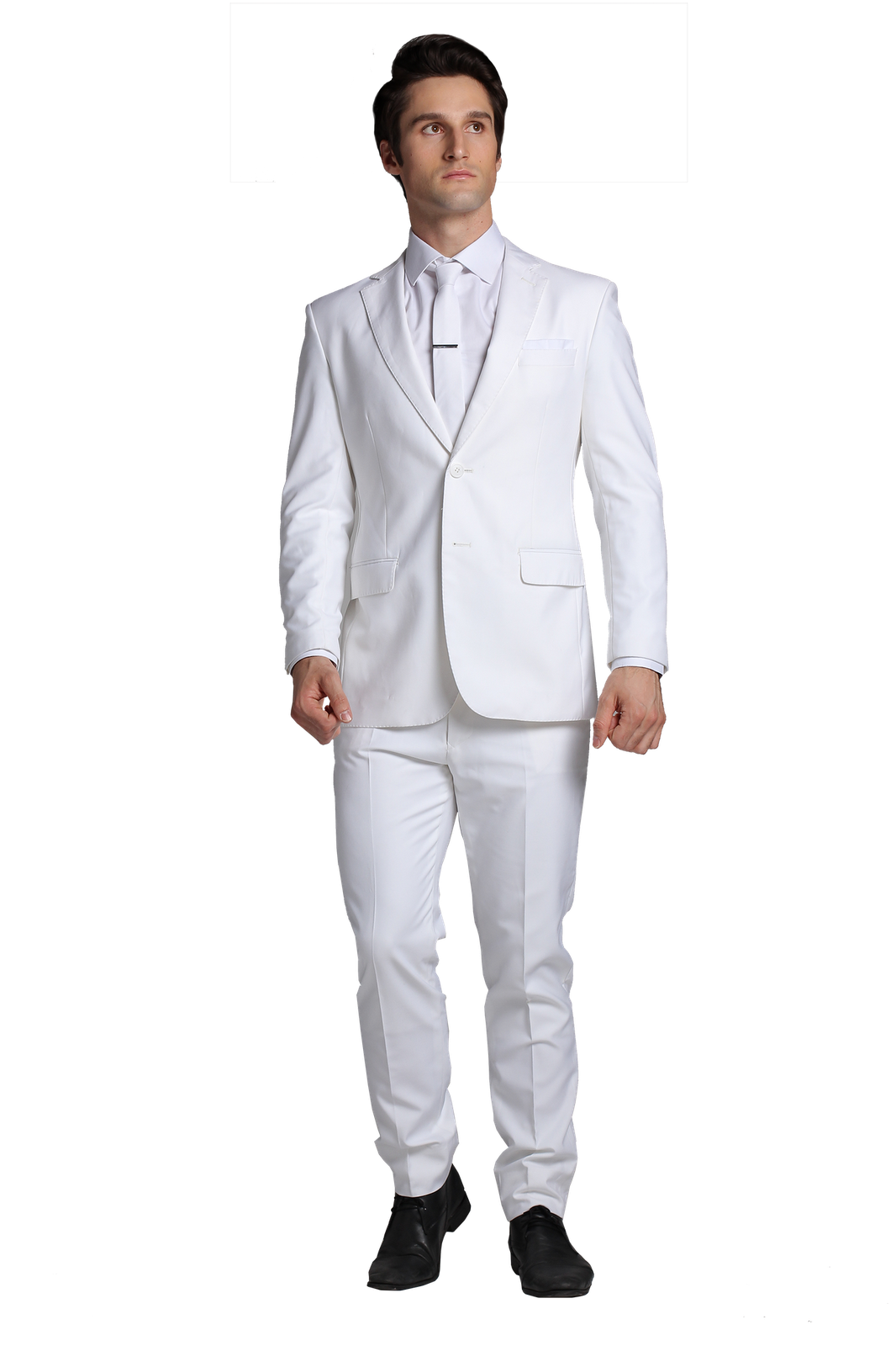 В костюме на белом фоне