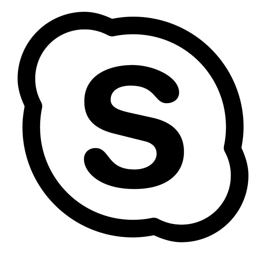 شعار سكايب بالأبيض والأسود PNG صورة شفافة