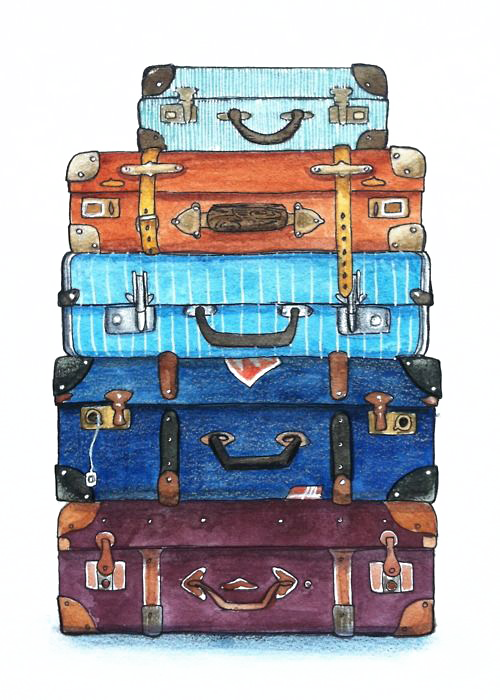 Stacked Suitcase PNG Free Download