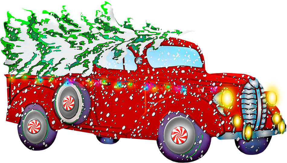 Красный Рождественский автомобиль PNG Высококачественное изображение