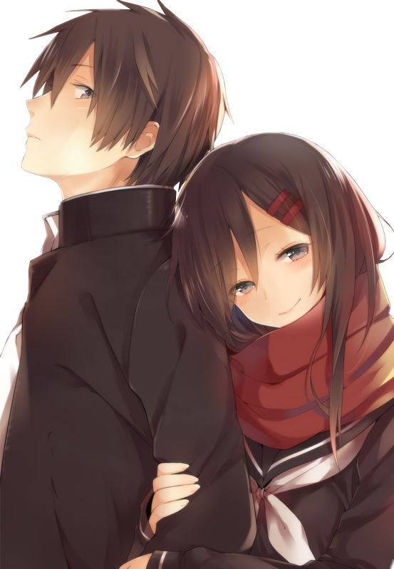 anime girl hugging boy