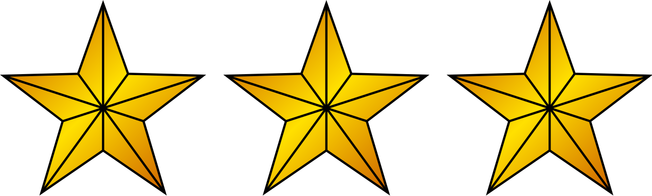 Golden 3 Stars PNG Transparent Image