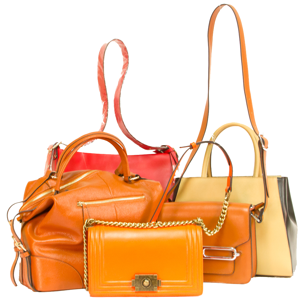 กระเป๋าถือสุภาพสตรีสีส้มภาพโปร่งใส