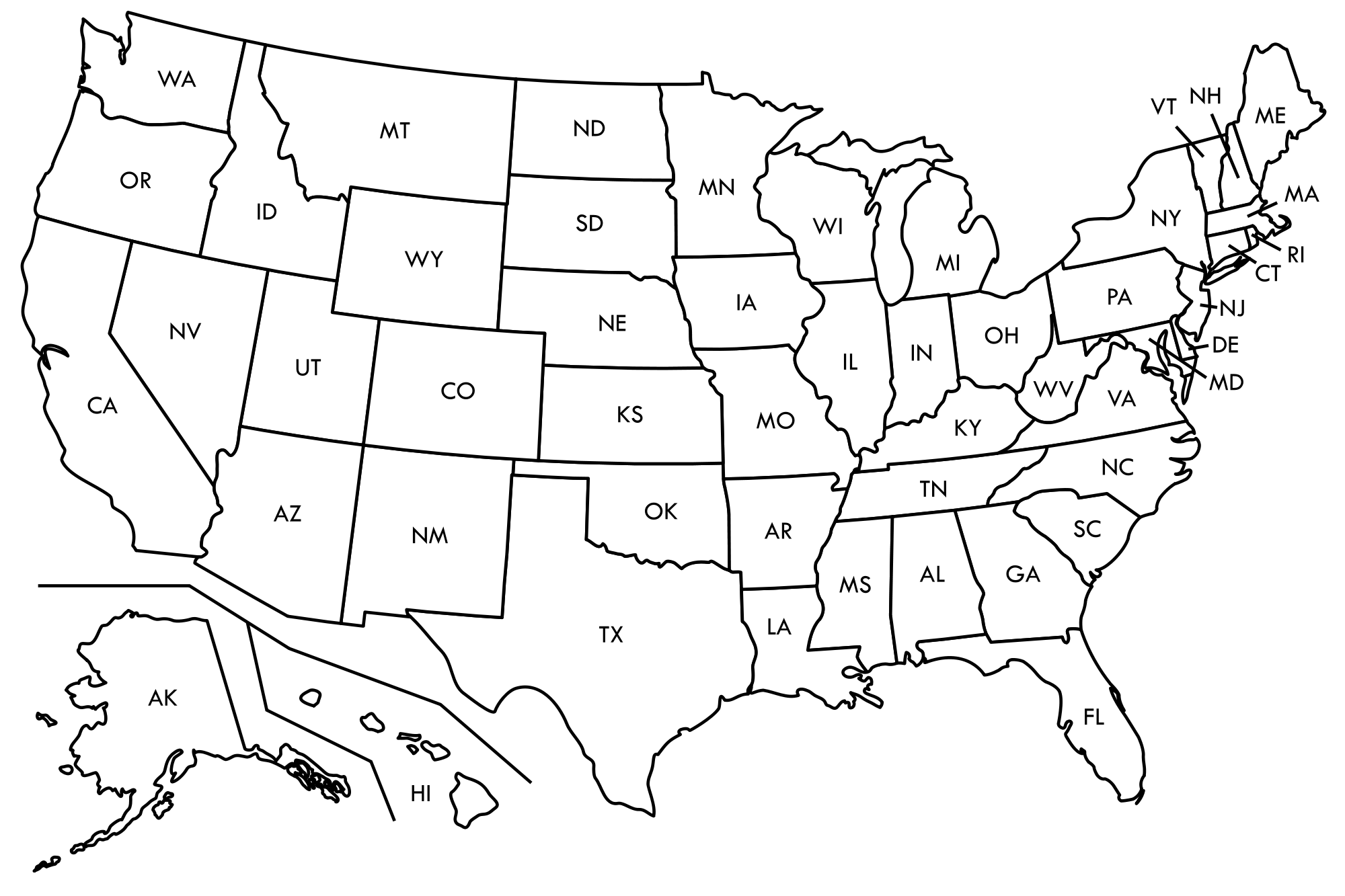 United States Map Outline PNG Free Download